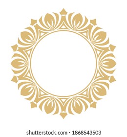 Decoración circular de estilo oriental. Marco de diseño redondeado de oro. Ornamento artístico de elementos de diseño de artículos de lujo, logos, monogramas. Ilustración vectorial.