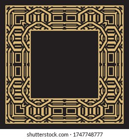 Decorative circular ornament. Geometric rectangular stylish frames. Art ornament of elements of design of luxury goods, logos, monograms. Vector illustration.