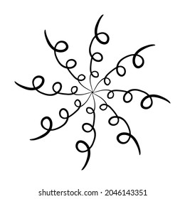 Dekoratives kreisförmiges Muster. Tattoo. Spiral. Schneeflocke. Ornament. Abstraktes lineares Muster. 