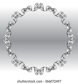 decorative circular scrolled frame in vintage style for decoration layout, framing, for text for advertising, vector illustration, ornamental frame
