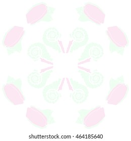 Decorative circular sea pattern,  spirals,  spots,shells, doodles,copy space . Hand drawn.
