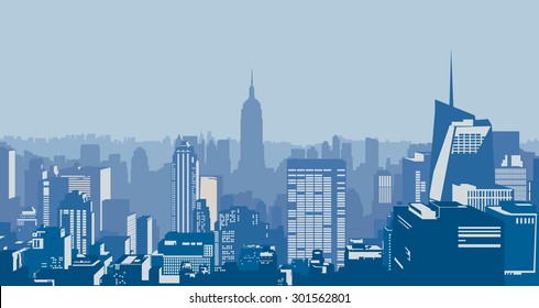 Decorative city skyline background urban buildings grey blue
