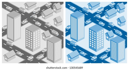 Decorative cityscape. EPS10 vector illustration.