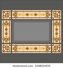 Teto clássico decorativo. Vitral. Vetor.
