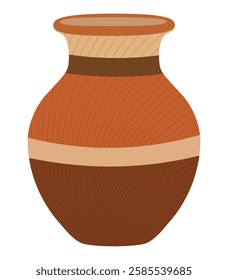 Decorative clay pot illustration with intricate patterns and earthy tones for home decor