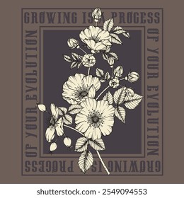 Decorative clematis flowers, design elements. Can be used for cards, invitations, banners, posters, print design. Floral background in line art style