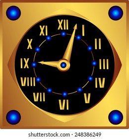 Decorative clock with arrows and a black dial