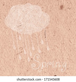 Decorative cloud with rain. Vector illustration.