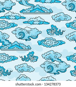 Decorative clouds. Elements for design. Seamless background.