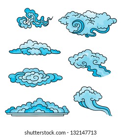 Decorative clouds. Elements for design. Vector illustration.