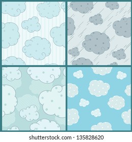 Decorative clouds on the blue background