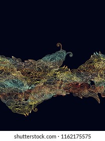 Decorative clouds - seamless ribbon pattern