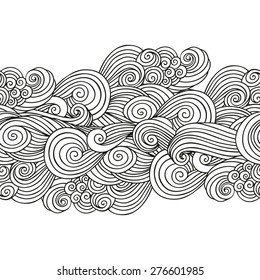 Decorative clouds - seamless ribbon pattern