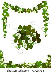 Decorative clover design elements for St.Patrick's Day layouts  against white background