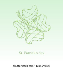 Decorative clover leaf on a light green background. St.Patrick 's Day.