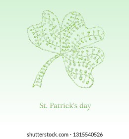 Decorative clover leaf on a light green background. St.Patrick 's Day.