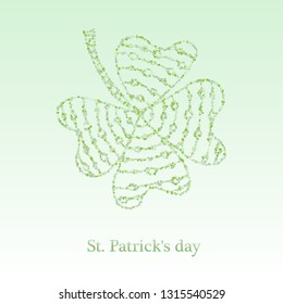 Decorative clover leaf on a light green background. St.Patrick 's Day.