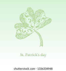 Decorative clover leaf on a light green background. St.Patrick 's Day. 