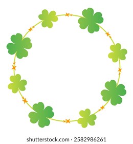 Decorative clover leaf wreath frame illustration.