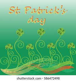 Decorative clover. St.Patrick 's Day. Vector Image. Design for greeting card, greetings, greetings, thematic illustrations.