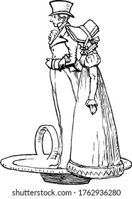 A decorative coal scuttle or a hood that is in the form of a bucket like container to contain supply of coal suitable to an indoor coal-fired stove, vintage line drawing or engraving illustration