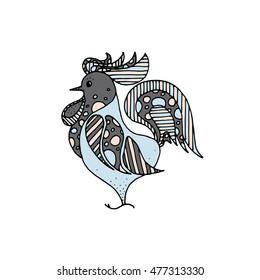 Decorative cock vector illustration isolated on white. 