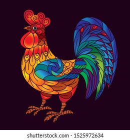 Decorative Cockerel, on a dark background