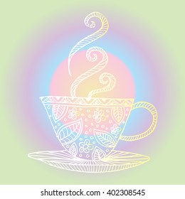 Decorative coffee cup with aroma