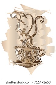 Decorative coffee cup with aroma