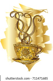 Decorative coffee cup with aroma