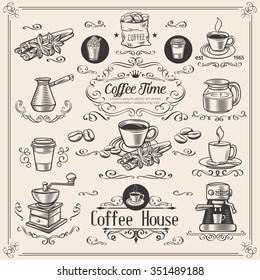 Decorative Vintage Coffee Icons Ink Vintage Stock Vector (Royalty Free ...