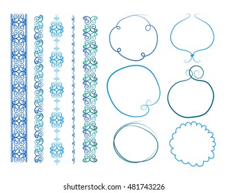 decorative collection of line borders and round frames.
