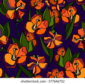 Decorative color background with bright colors and leaves.