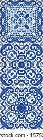 Decorative color ceramic azulejo tiles. Vector seamless pattern collage. Hand drawn design. folk ethnic ornament for print, web background, surface texture, towels, pillows, wallpaper.