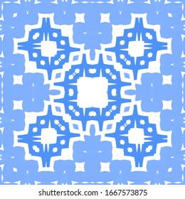Baldosas de cerámica decorativas. Collage de patrones sin fisuras del vector. Diseño dibujado a mano. Ornamento étnico azul para impresión, fondo web, textura de superficie, toallas, almohadas, papel pintado.