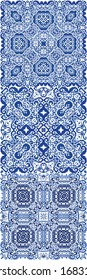 Decorative color ceramic azulejo tiles. Vector seamless pattern collage. Minimal design. folk ethnic ornament for print, web background, surface texture, towels, pillows, wallpaper.