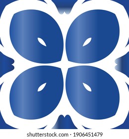 Decorative color ceramic azulejo tiles. Vector seamless pattern collage. Universal design. Blue folk ethnic ornament for print, web background, surface texture, towels, pillows, wallpaper.