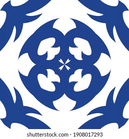 Baldosas de cerámica de colores decorativos. Diseño moderno. Plantilla de patrón sin problemas del vector. Ornamento étnico folk azul para impresión, fondo web, textura superficial, toallas, almohadas, papel tapiz.