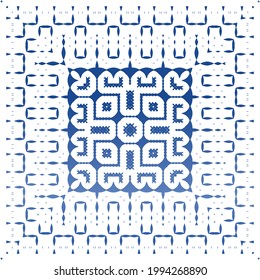 Decorative color ceramic azulejo tiles. Universal design. Vector seamless pattern concept. Blue folk ethnic ornament for print, web background, surface texture, towels, pillows, wallpaper.