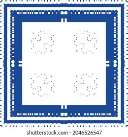 Decorative color ceramic azulejo tiles. Minimal design. Vector seamless pattern illustration. Blue folk ethnic ornament for print, web background, surface texture, towels, pillows, wallpaper.