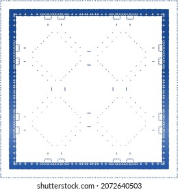 Decorative color ceramic azulejo tiles. Universal design. Vector seamless pattern concept. Blue folk ethnic ornament for print, web background, surface texture, towels, pillows, wallpaper.