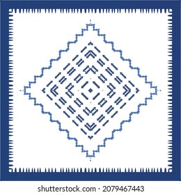 Decorative color ceramic azulejo tiles. Vector seamless pattern watercolor. Modern design. Blue folk ethnic ornament for print, web background, surface texture, towels, pillows, wallpaper.