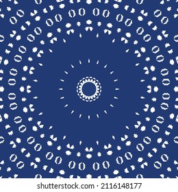 Decorative color ceramic azulejo tiles. Vector seamless pattern trellis. Fashionable design. Blue folk ethnic ornament for print, web background, surface texture, towels, pillows, wallpaper.