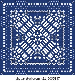 Decorative color ceramic azulejo tiles. Vector seamless pattern trellis. Fashionable design. Blue folk ethnic ornament for print, web background, surface texture, towels, pillows, wallpaper.