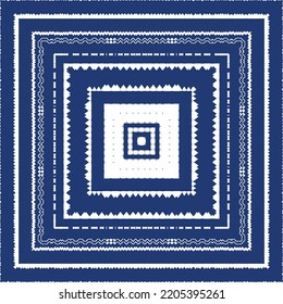 Decorative color ceramic azulejo tiles. Vector seamless pattern trellis. Fashionable design. Blue folk ethnic ornament for print, web background, surface texture, towels, pillows, wallpaper.