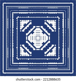 Decorative color ceramic azulejo tiles. Vector seamless pattern trellis. Fashionable design. Blue folk ethnic ornament for print, web background, surface texture, towels, pillows, wallpaper.