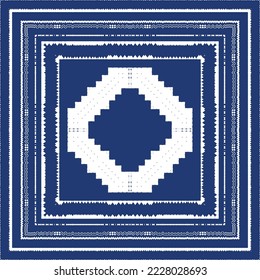 Decorative color ceramic azulejo tiles. Vector seamless pattern trellis. Fashionable design. Blue folk ethnic ornament for print, web background, surface texture, towels, pillows, wallpaper.