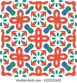Decorative color ceramic talavera tiles. Universal design. Vector seamless pattern template.  