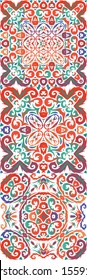 Decorative color ceramic talavera tiles. Set of vector seamless patterns. Graphic design. Red folk ethnic ornaments for print, web background, surface texture, towels, pillows, wallpaper.