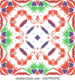 Colorful Floral Embroidery Mexican Background Design Stock Vector